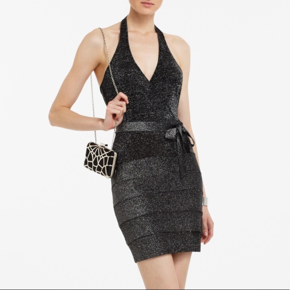 BRAND NEW! BCBG MaxAzria Black/Silver Halter Dress - Picture 5 of 8